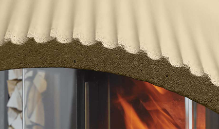 Montázs kerámiacsővel és kandallóablakkal