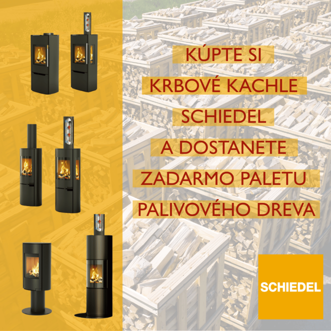 Kúpte si kachle alebo krb Schiedel a získajte k nim paletu palivového dreva.