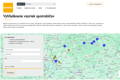 Vyhľadávanie spotrebičov - mapa vzoriek