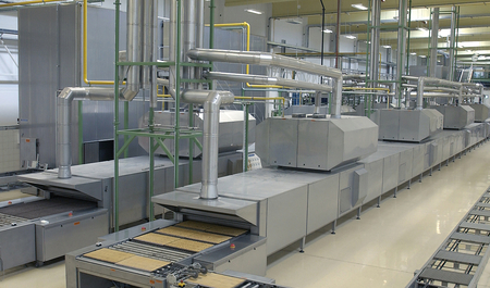 Food processing heat - flue gas system for bakery ovens