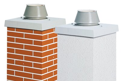 Tégalmintás és vakolt felületű kéményfejek