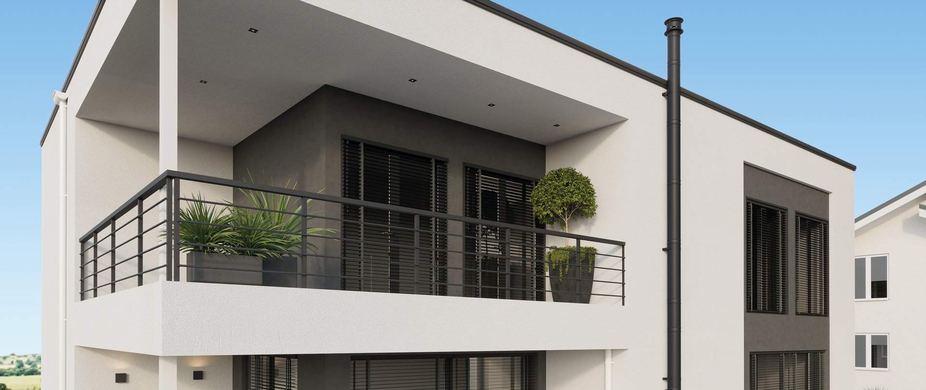 Prekrasna kuća sa crnim sustavom Permeter