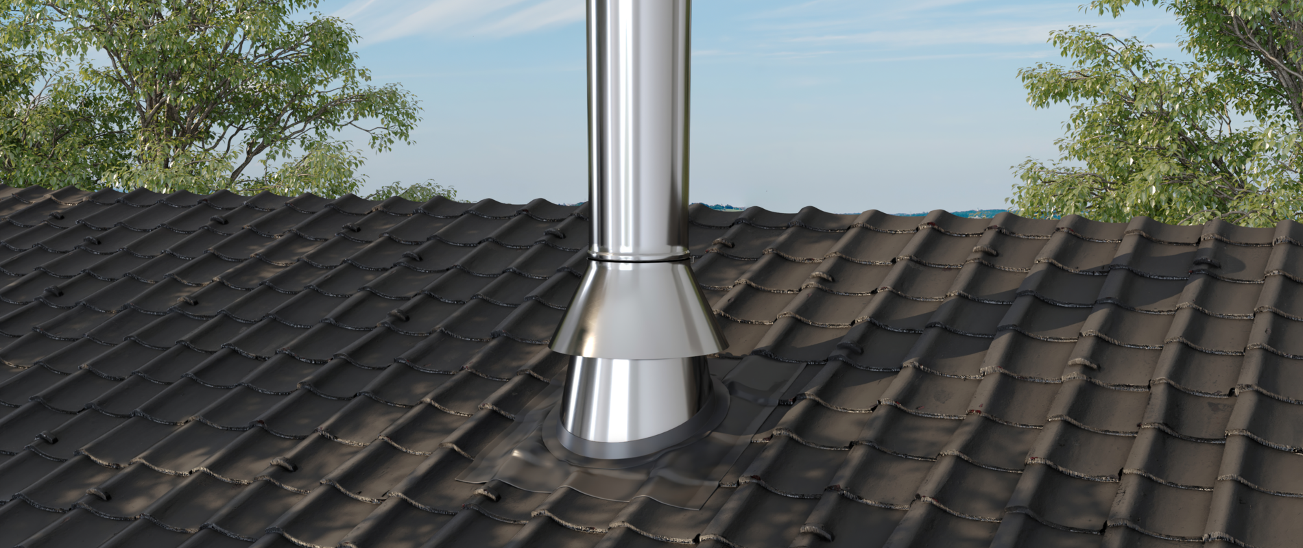 Wakaflexes tetőátvezetővel szerelt fémkémény