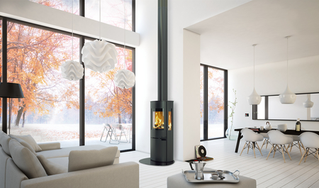 Sirius kandalló egy nappaliban