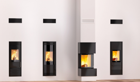 Ucelená nabídka krbů integrovaných do komínu.