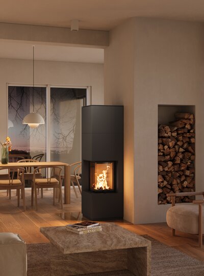 Modulární kamna FORNAX s kouřovodem do zdi