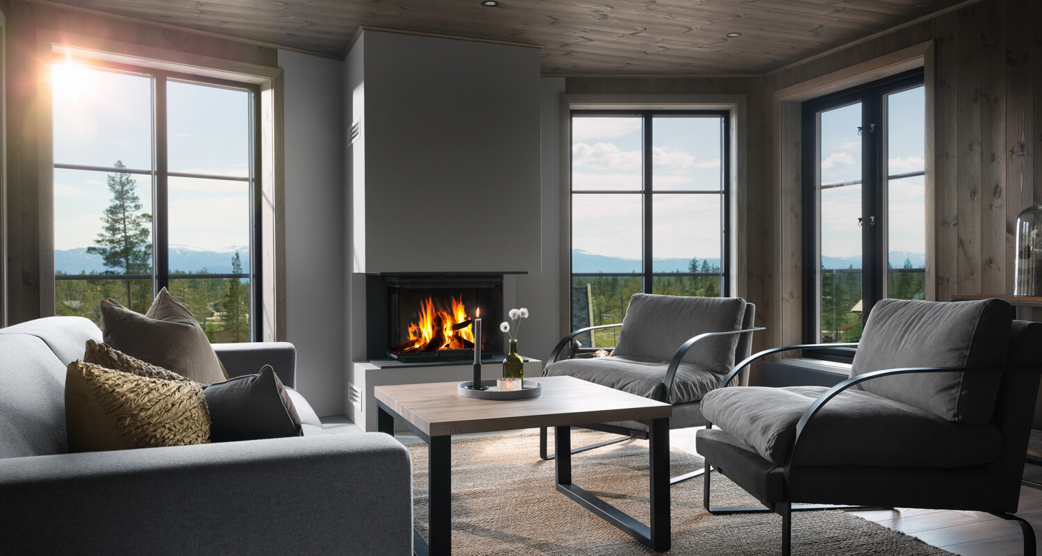 Polaris innbygget i peisomramming 