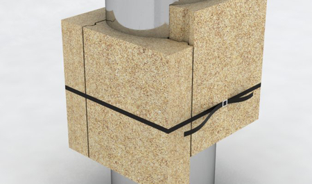 Vermis blokkok egy szerelt fémkémény körül