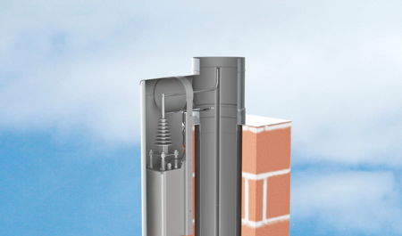 ePURO TOP részecske szűrő berendezés a kéménytorkolatra szerelve