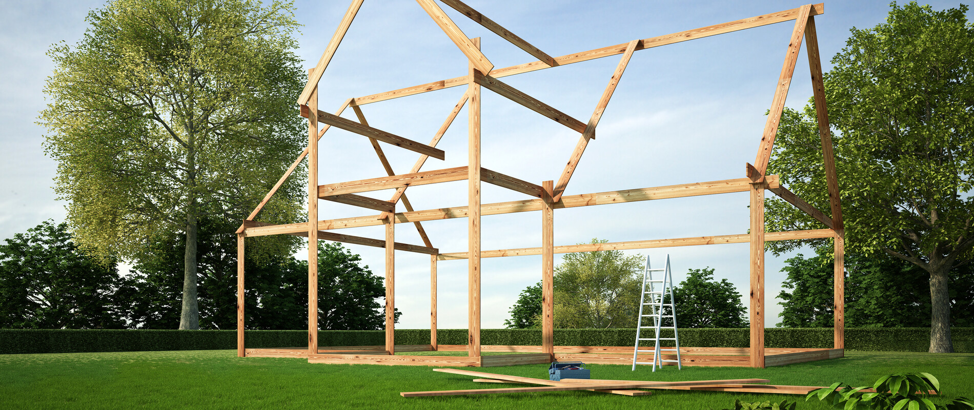 House scaffolding as a plan | © AdobeStock 116095555