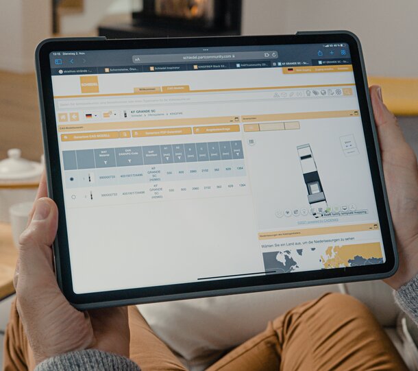 CAD knihovna výrobků na tabletu