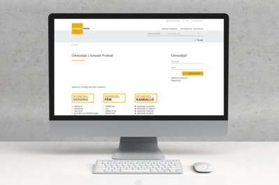 Schiedel Profi online termék adatbázis kezdőoldala egy monitoron