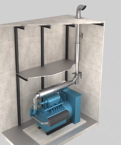 Schiedel ICS 5000 - Horizontálna inštalácia generátora